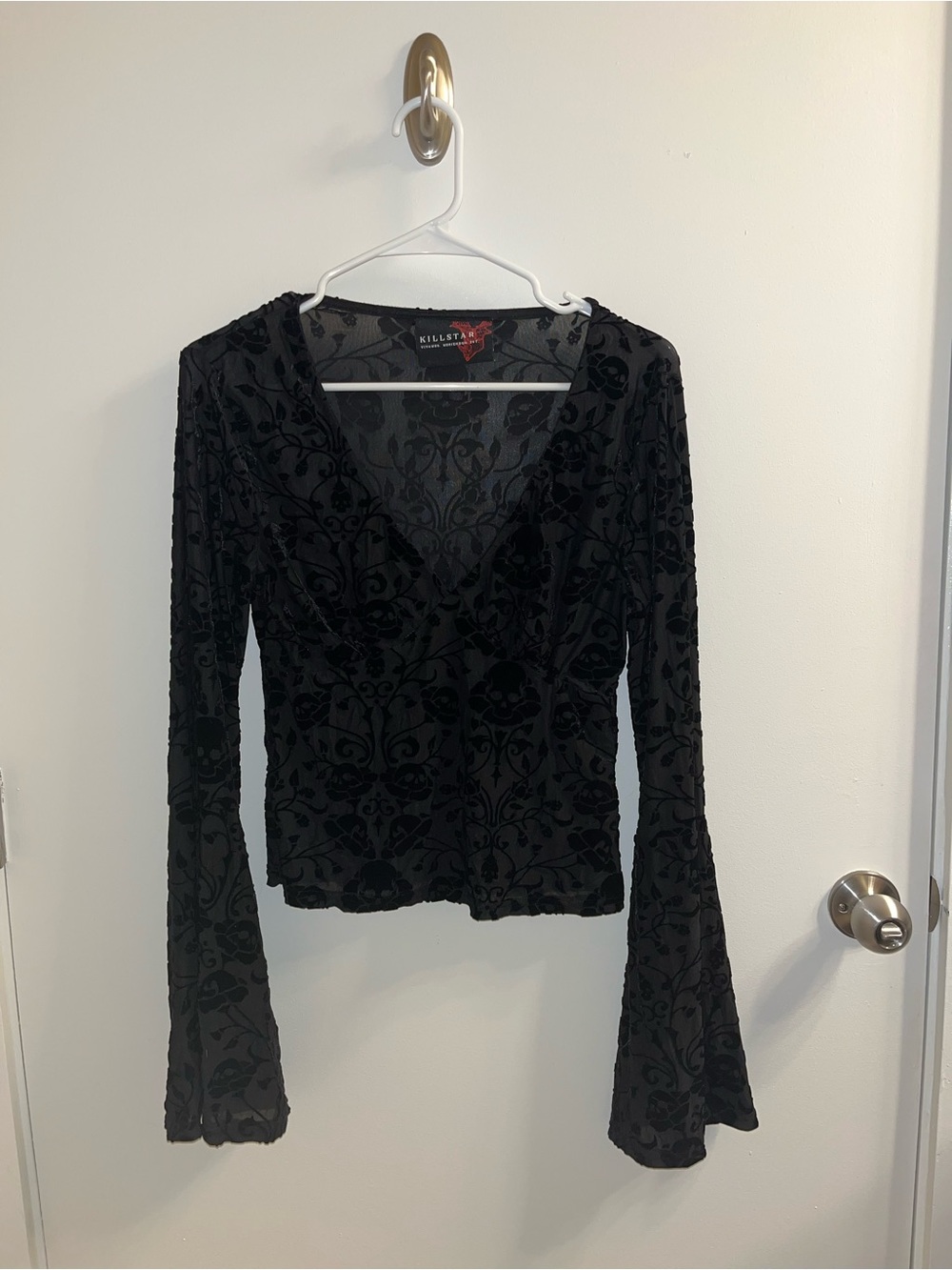 Killstar Black Velvet Sheer Top